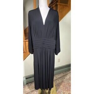 Alfani Women's Plus Size 3X Stretch Knit Basic Black Pull Over Midi Dress Party